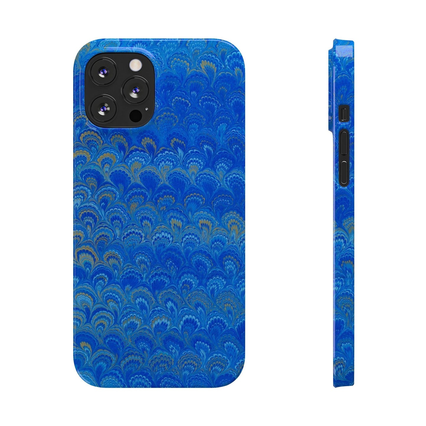 Blue Marbled Design, Italy Feather Phone Case, Multi-Color, Slim Phone Cases, Case-Mate IPHONE16 and all sizes