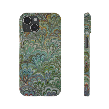 Deep Green Peacock Italian Marbled Design, Italy Feather Phone Case, Multi-Color, Slim Phone Cases, Case-Mate IPHONE16 and all sizes