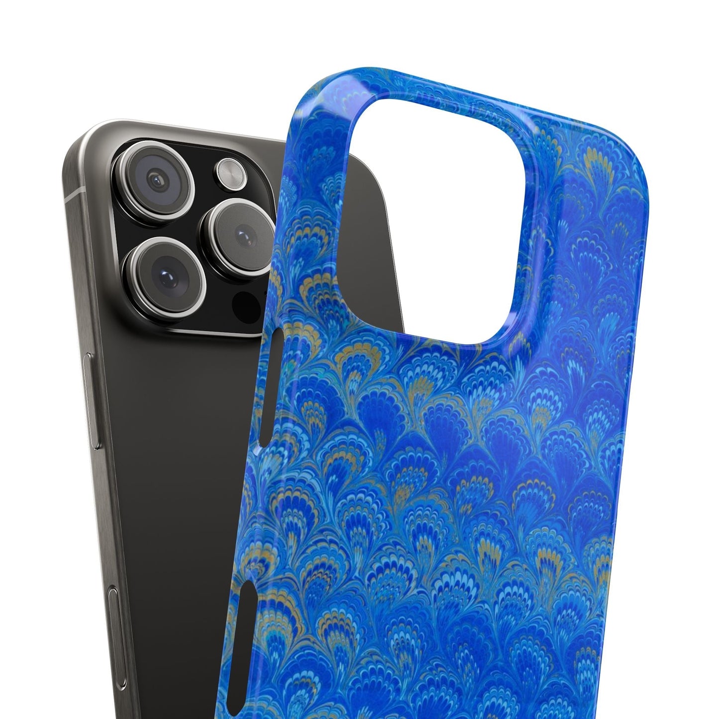 Blue Marbled Design, Italy Feather Phone Case, Multi-Color, Slim Phone Cases, Case-Mate IPHONE16 and all sizes