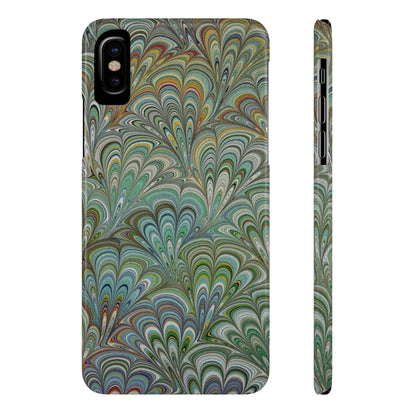 Deep Green Peacock Italian Marbled Design, Italy Feather Phone Case, Multi-Color, Slim Phone Cases, Case-Mate IPHONE16 and all sizes