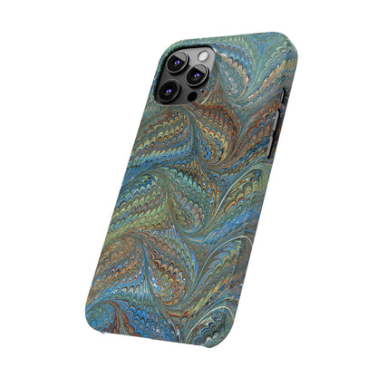 Blue and Green Italian Marbled Swirl Design, Italy Feather Phone Case, Multi-Color, Slim Phone Cases, Case-Mate IPHONE16 and all sizes