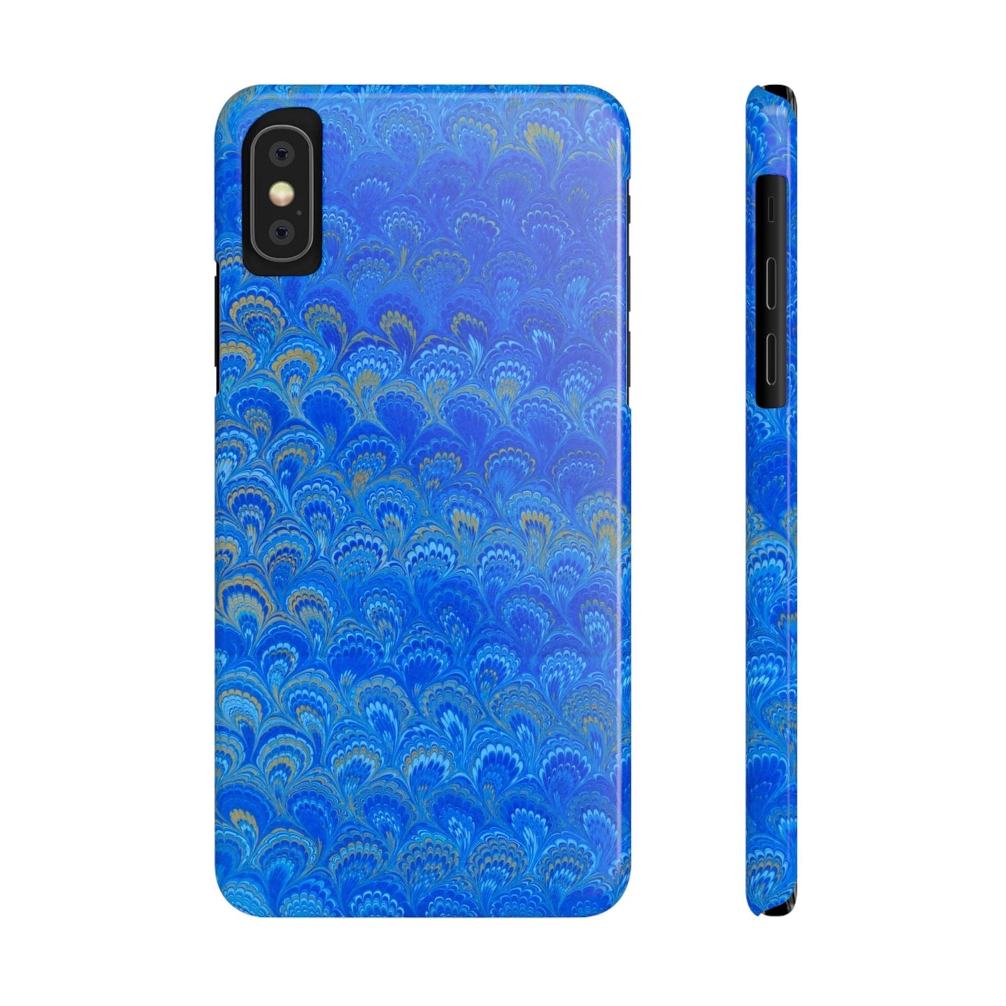 Blue Marbled Design, Italy Feather Phone Case, Multi-Color, Slim Phone Cases, Case-Mate IPHONE16 and all sizes