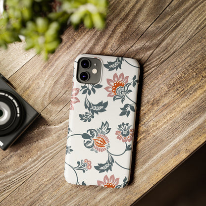 Pink and Green Flower Pattern, Floral Slim Phone Cases, Case-Mate IPHONE16 and all sizes
