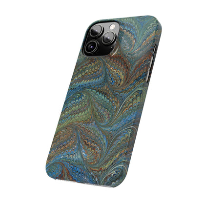 Blue and Green Italian Marbled Swirl Design, Italy Feather Phone Case, Multi-Color, Slim Phone Cases, Case-Mate IPHONE16 and all sizes