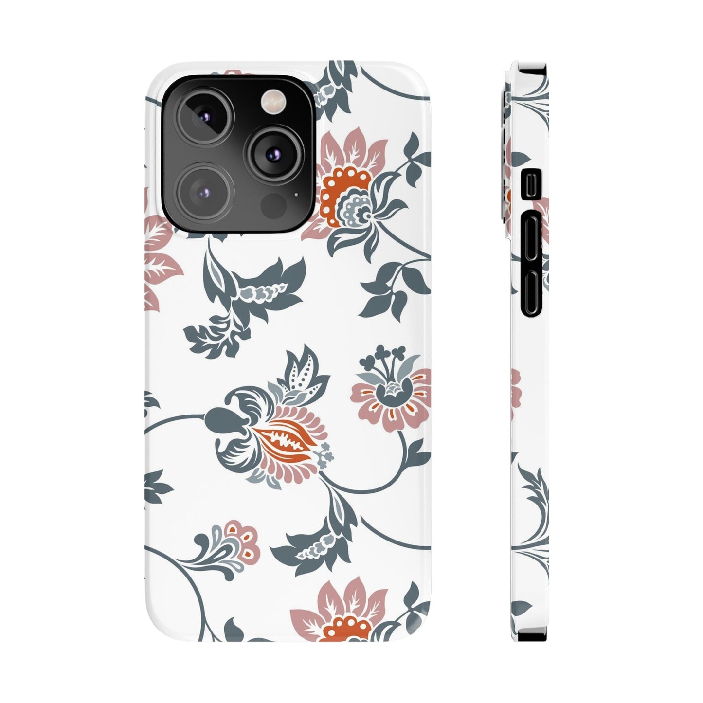 Pink and Green Flower Pattern, Floral Slim Phone Cases, Case-Mate IPHONE16 and all sizes