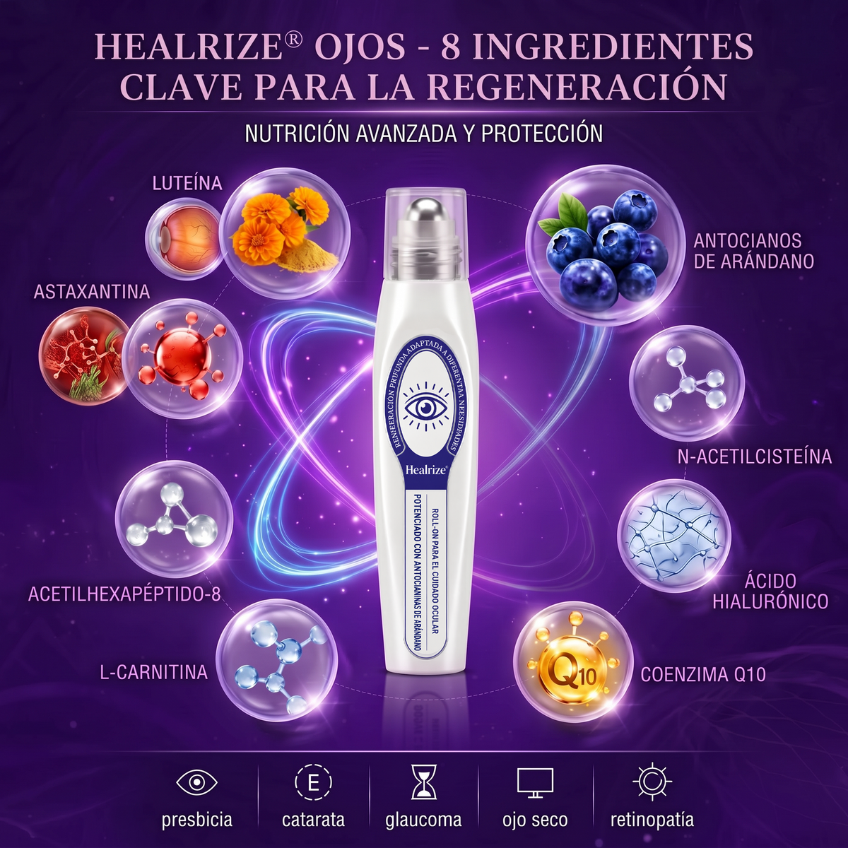 🫐✨𝐇𝐞𝐚𝐥𝐫𝐢𝐳𝐞® Sérum roll-on para el contorno de ojos con antocianinas de arándano – elimina eficazmente las cataratas | el glaucoma | la presbicia