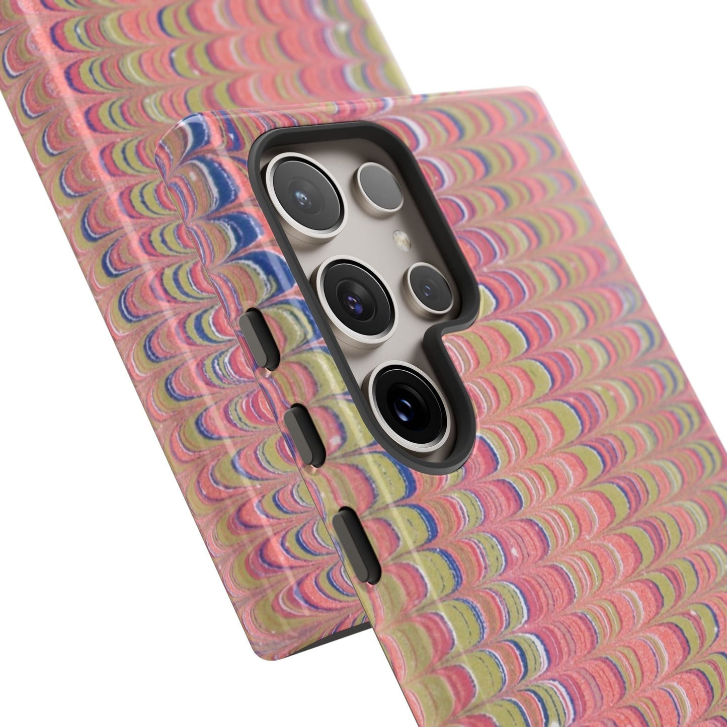 Pink Pastels Feather Marbled Vintage Design iPhone 16 + Samsung + Apple + Google - 2 finishes