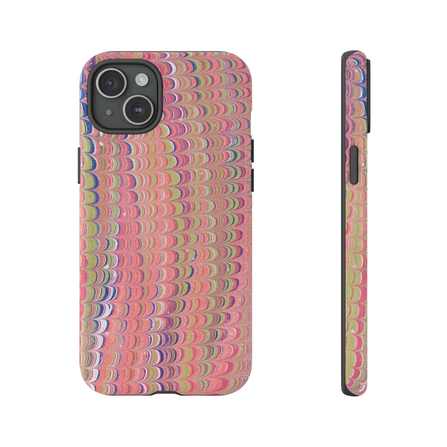 Pink Pastels Feather Marbled Vintage Design iPhone 16 + Samsung + Apple + Google - 2 finishes