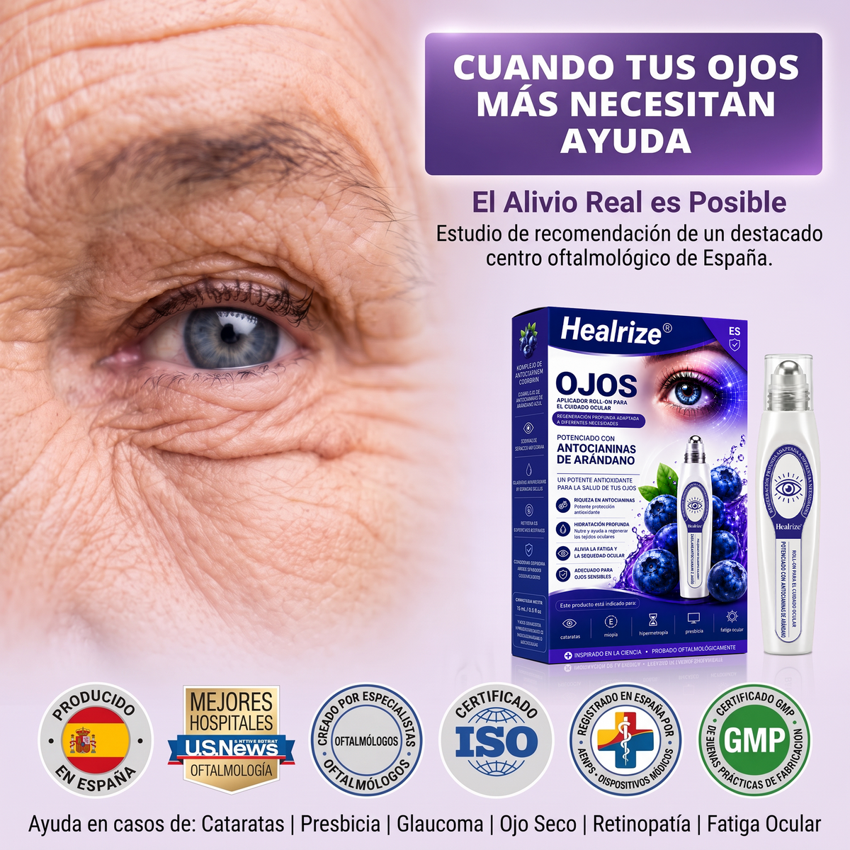 🫐✨𝐇𝐞𝐚𝐥𝐫𝐢𝐳𝐞® Sérum roll-on para el contorno de ojos con antocianinas de arándano – elimina eficazmente las cataratas | el glaucoma | la presbicia