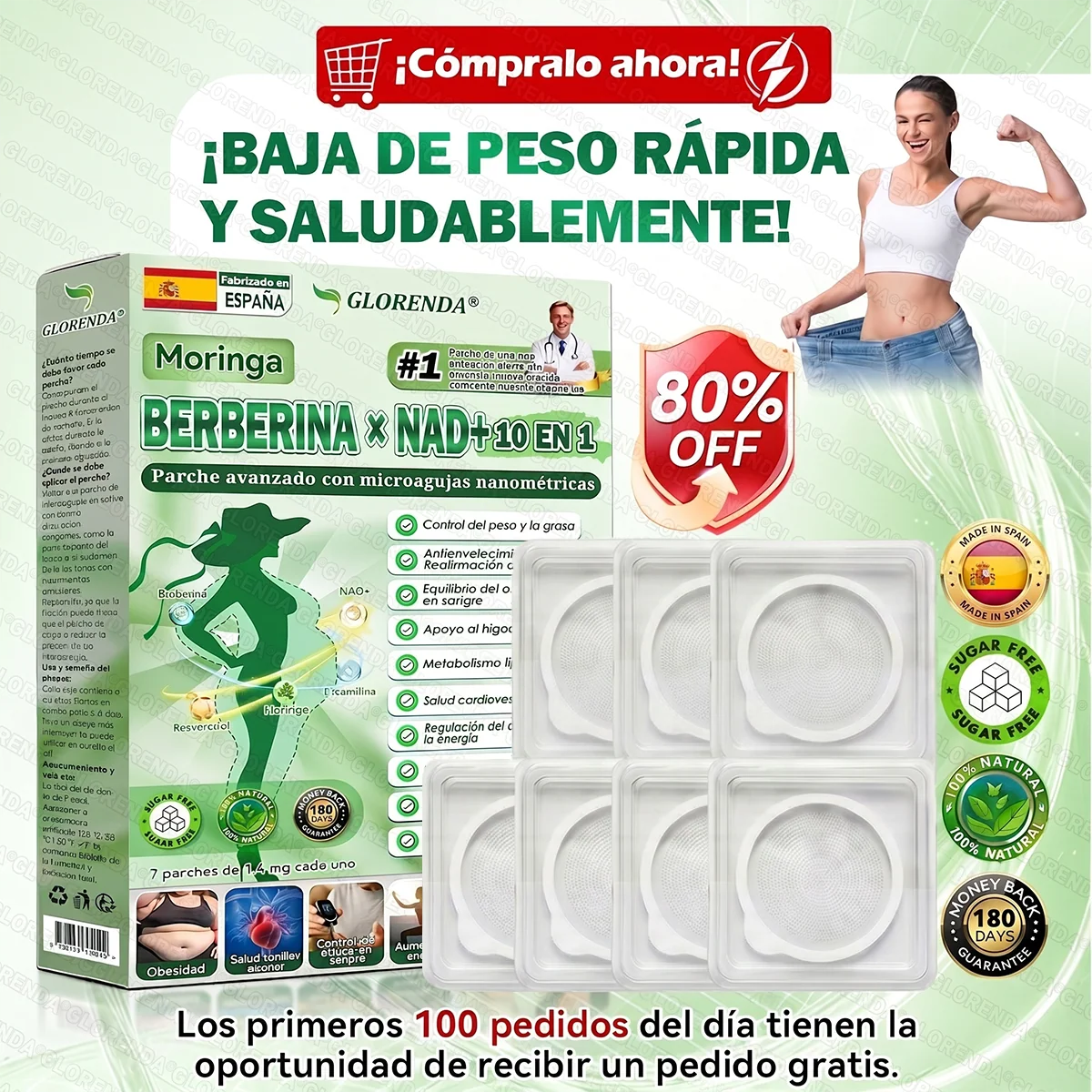 🔥 ¡Solo 10 cajas! 30% de descuento extra. 𝐆𝐋𝐎𝑹𝑬𝑵𝑫𝗔® 𝑴𝒐𝒓𝒊𝒏𝒈𝒂 · 𝑩𝒆𝒓𝒃𝒆𝒓𝒊𝒏𝒆 × 𝑵𝑨𝑫+ 𝑷𝒂𝒓𝒄𝒉𝒆 𝒂𝒗𝒂𝒏𝒛𝒂𝒅𝒐 10-𝒆𝒏-1 : seguro, probado y eficaz para peso, glucosa, digestión y energía.